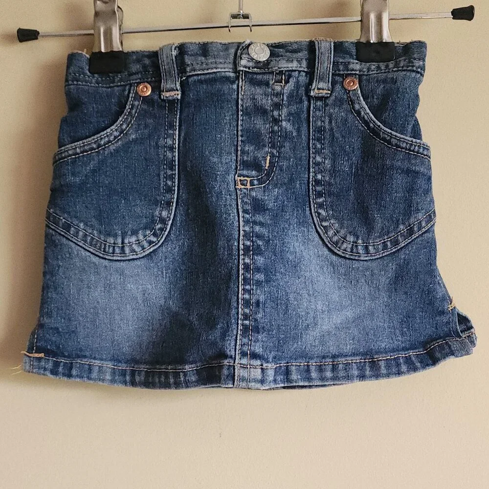 The Children's Place - Blue Denim Skort With Hearts On The Back Pockets Size 12M